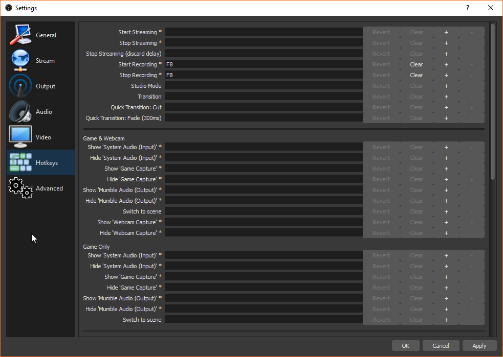 OBS Studio Hotkeys